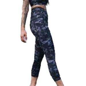 𝅺ZYIA Lustrous metallic look purple and black camo leggings